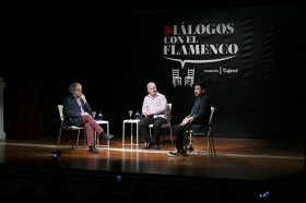 'Diálogos con el Flamenco' en la Fundación Cajasol: Miguel Poveda e Ian Gibson (13) • <a style="font-size:0.8em;" href="http://www.flickr.com/photos/129072575@N05/44678782325/" target="_blank">View on Flickr</a>
