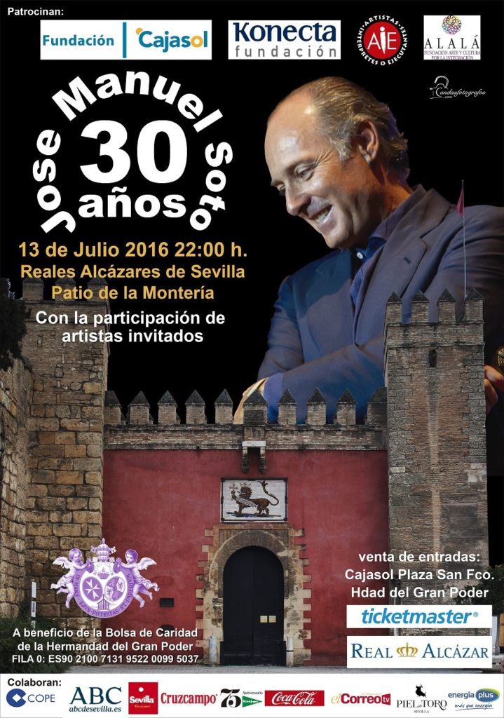 Cartel del concierto de José Manuel Soto por sus 30 años en el mundo de la música