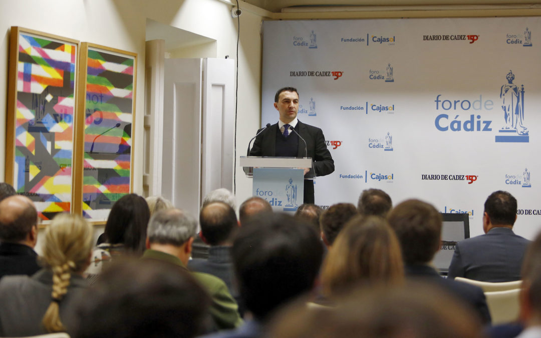 Foro de Cádiz con Antonio Rueda, director de la planta de Airbus en Puerto Real, desde la Fundación Cajasol en Cádiz