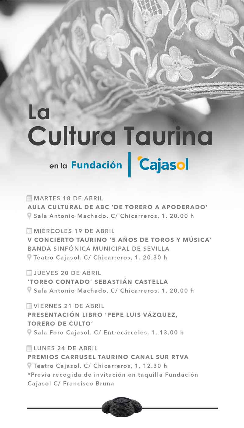 Cartel del ciclo sobre Cultura Taurina en la Fundación Cajasol