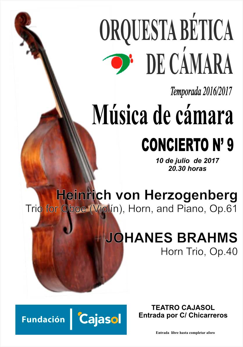 Cartel del concierto de la orquesta bética de cámara en la Fundación Cajasol