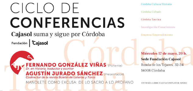 Ciclo de conferencias 'Cajasol suma y sigue por Córdoba' sobre Manolete