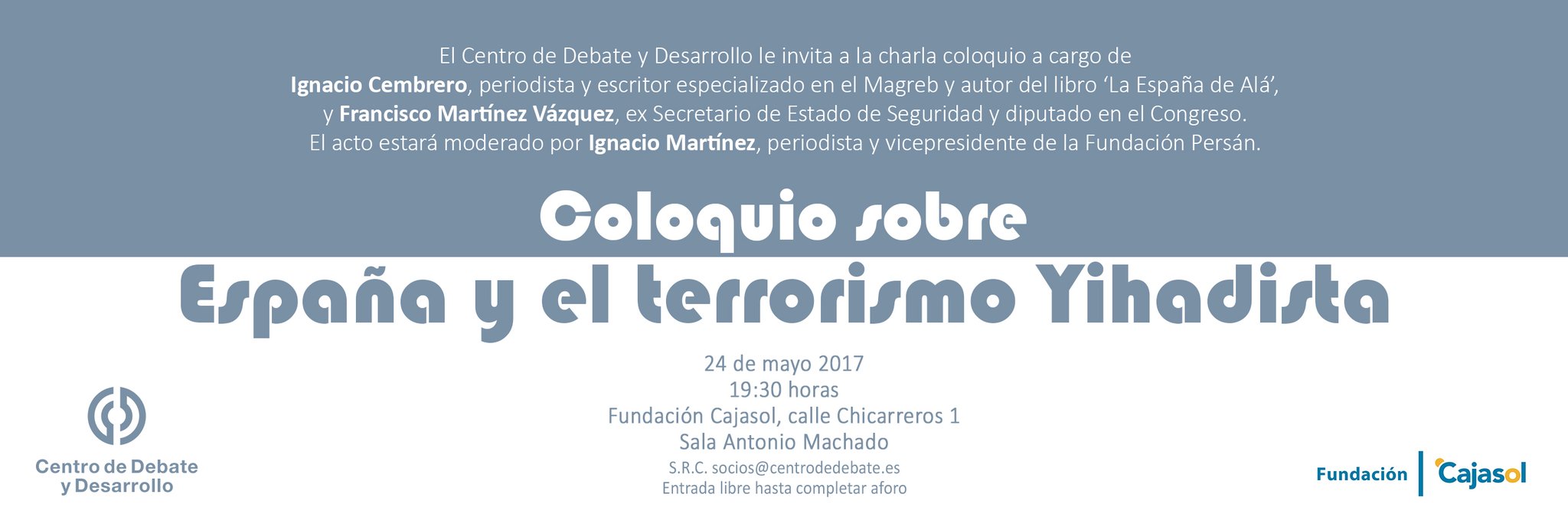 Invitación al coloquio sobre 'España y el terrorismo yihadista' en la Fundación Cajasol