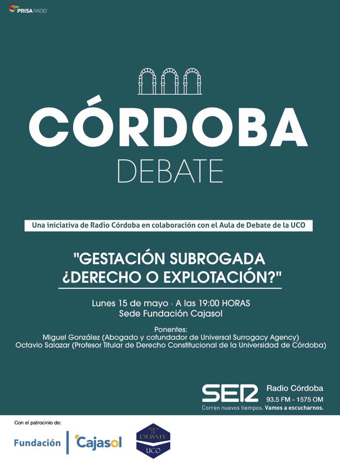 Cartel que anuncia 'Córdoba Debate' sobre Gestación Subrogada en la Fundación Cajasol
