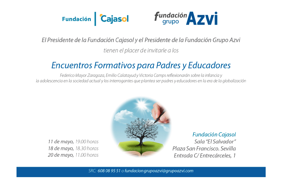 Cartel del encuentro formativo para padres y educadores de Fundación Azvi y Fundación Cajasol