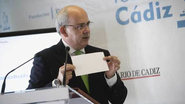 Javier Sánchez Rojas, durante su intervención en el Foro de Cádiz desde la Fundación Cajasol