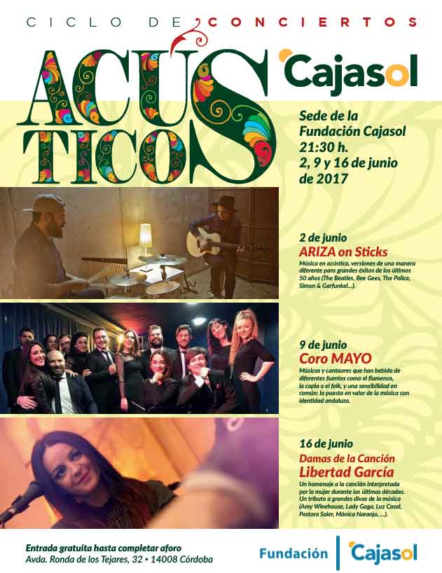 Cartel del ciclo de conciertos Acústicos Cajasol en la Fundación Cajasol (Córdoba)