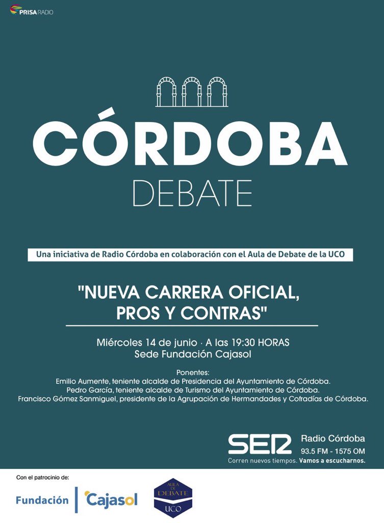 Anuncio de 'Córdoba Debate' sobre la carrera oficial de la Semana Santa
