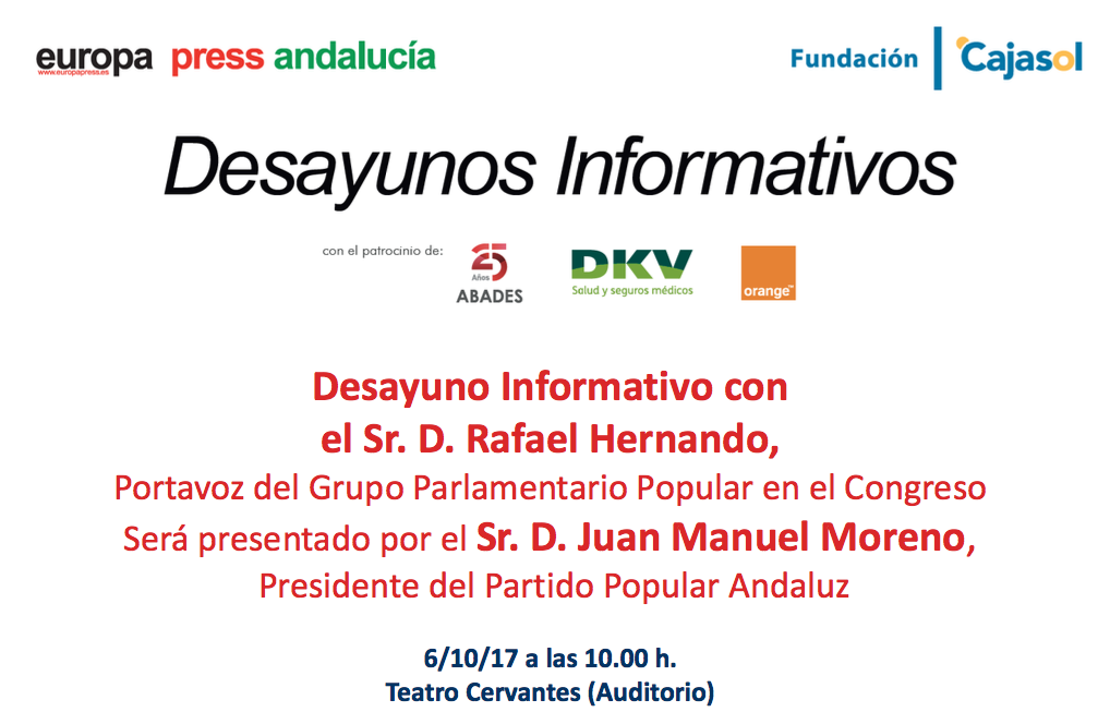 Invitación al Desayuno Informativo de Europa Press Andalucía con Rafael Hernando