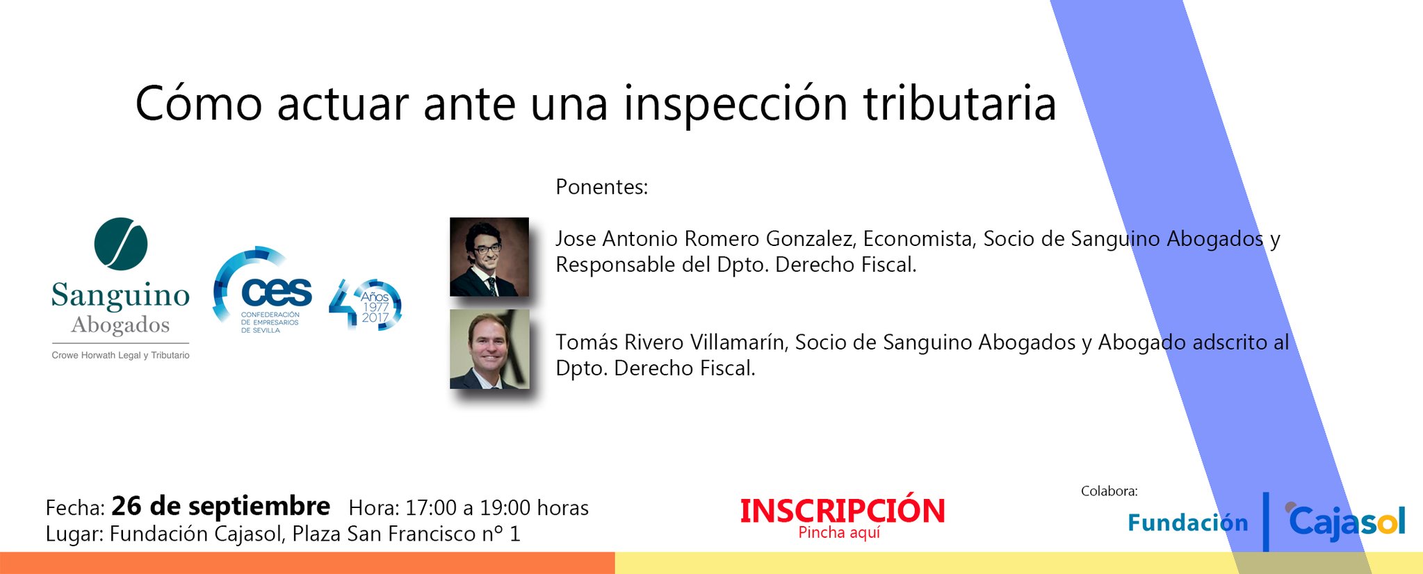 Anuncio de la jornada sobre cómo actuar ante una inspección tributaria