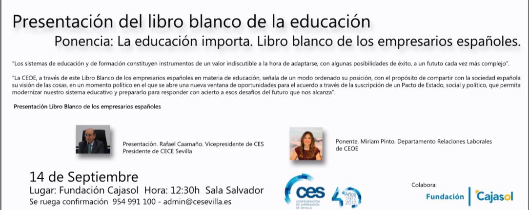 Presentación del libro blanco de la educación, editado por CEOE, en la Fundación Cajasol