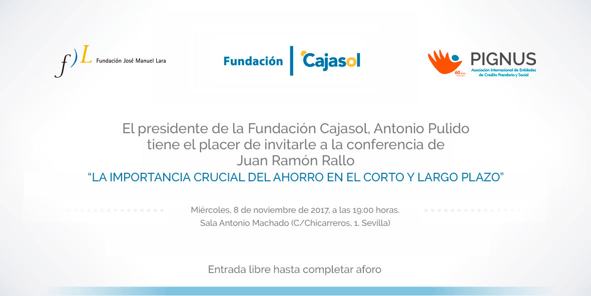 Invitación para la conferencia de Juan Ramón Rallo en la Fundación Cajasol