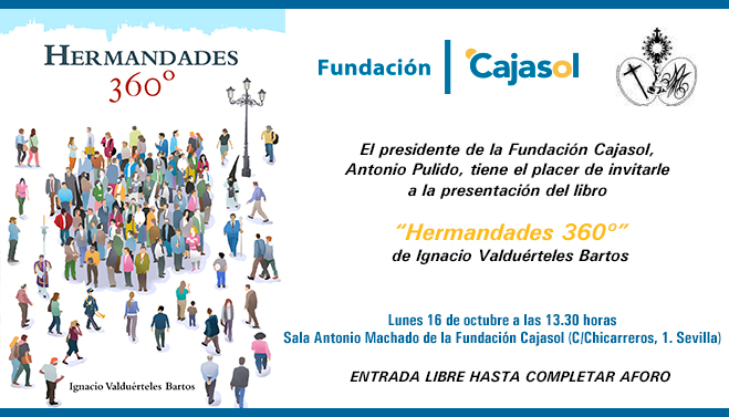 Invitación para la presentación del libro 'Hermandades 360º' en la Fundación Cajasol