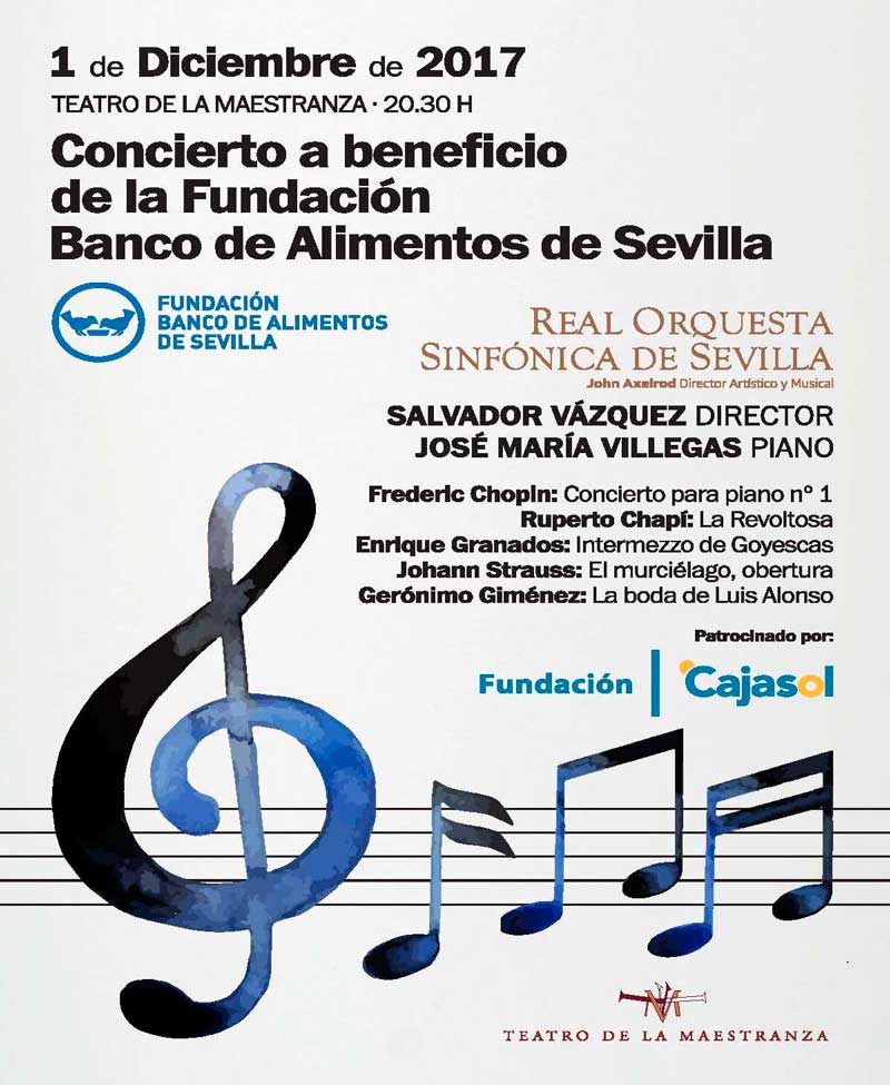 Cartel del concierto de Orquesta Sinfónica de Sevilla a beneficio del Banco de Alimentos
