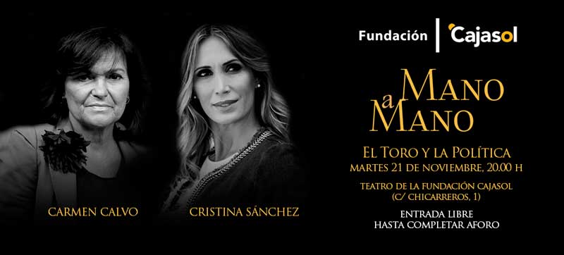 Invitación para el Mano a Mano entre Cristina Sánchez y Carmen Calvo en la Fundación Cajasol