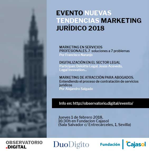 Cartel de la jornada Evento Nuevas tendencias marketing jurídico 2018