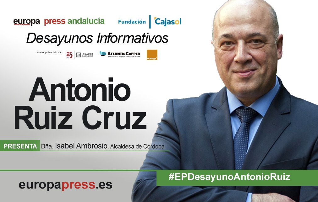 Cartel del desayuno informativo de Europa Press con Antonio Ruiz, presidente de Diputación de Córdoba