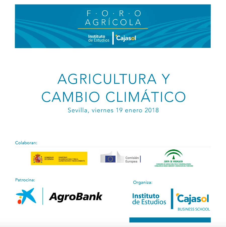 Portada del programa del Foro Agrícola: Agricultura y Cambio Climático