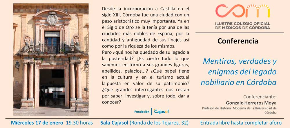 Invitación a la conferencia de Gonzalo Herreros en la Fundación Cajasol (Córdoba)