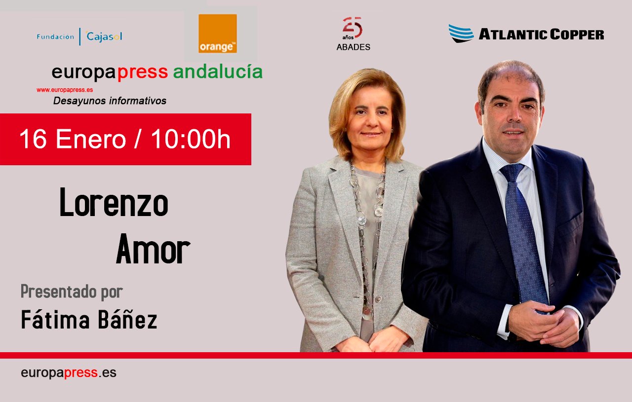 Invitación para el Desayuno Informativo de Europa Press Andalucía protagonizado por Lorenzo Amor en Málaga