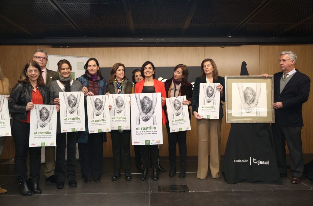 Presentación del cartel que anuncia el Rastrillo Nuevo Sevilla 2018 en la Fundación Cajasol