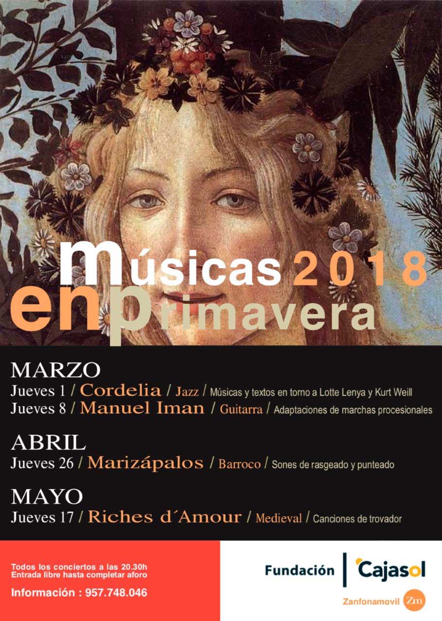 Cartel del ciclo Músicas en Primavera 2018 de la Fundación Cajasol en Córdoba