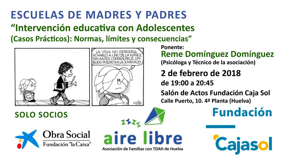 Conferencia dentro la Escuela de Madres y Padres en Huelva