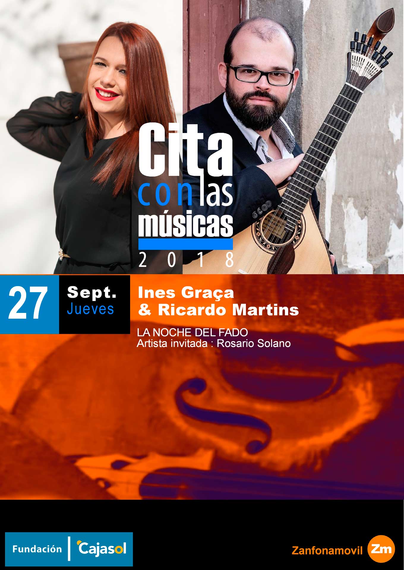 Cartel del concierto de Ines Graça y Ricardo Martins en el ciclo Cita con las Músicas 2018