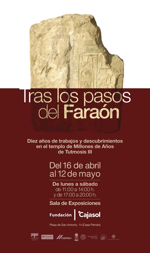 Cartel de la exposición 'Tras los pasos del Faraón' en la sede de la Fundación Cajasol en Cádiz