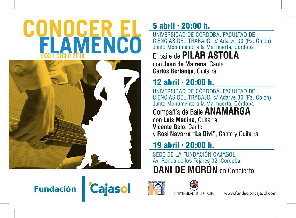 Cartel del ciclo 'Conocer el Flamenco' 2018 de la Fundación Cajasol en Córdoba