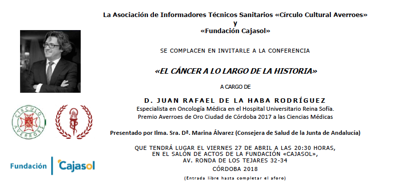 Invitación para la conferencia de Juan de la Haba en la Fundación Cajasol (Córdoba)
