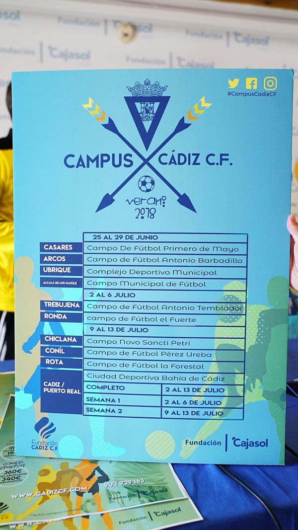 Sedes y fechas para el Campus de Verano 2018 del Cádiz CF
