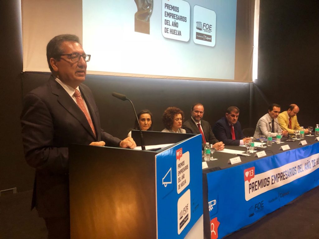 Antonio Pulido, durante su intervención en el acto de entrega de los XIII Premios FOE en Huelva