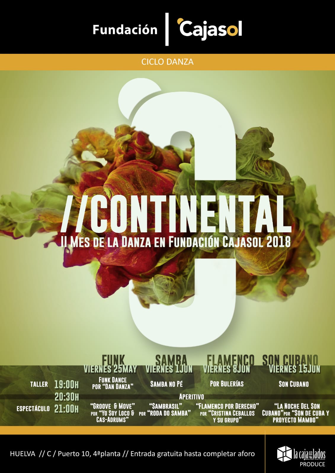 Cartel del II ciclo Continental, mes de la danza en Huelva