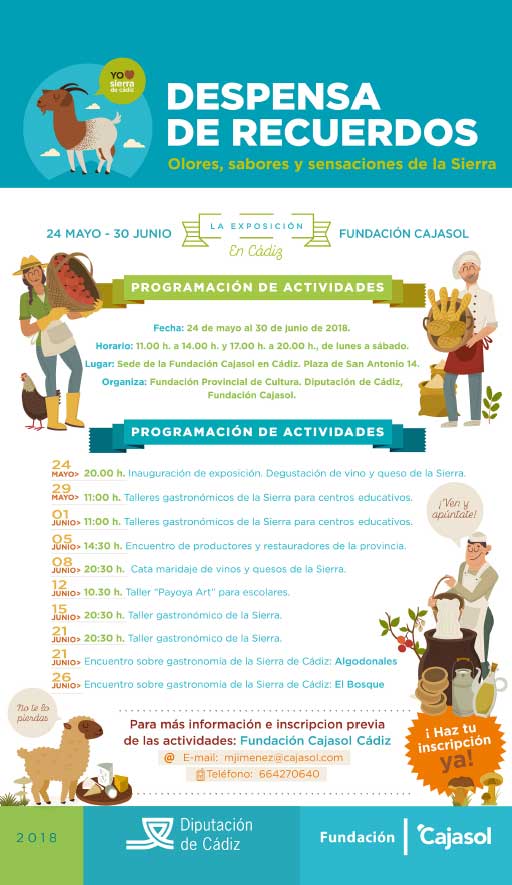 Cartel con la programación en torno a la exposición 'Despensa de recuerdos' en la Fundación Cajasol (Cádiz)