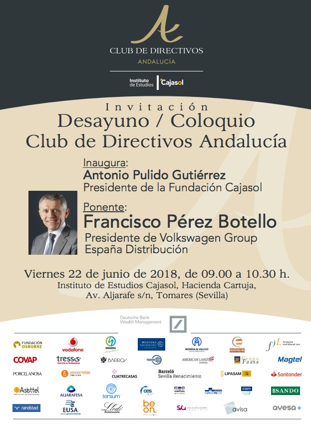 Invitación al club de directivos Andalucía protagonizado por el presidente de Volkswagen Group