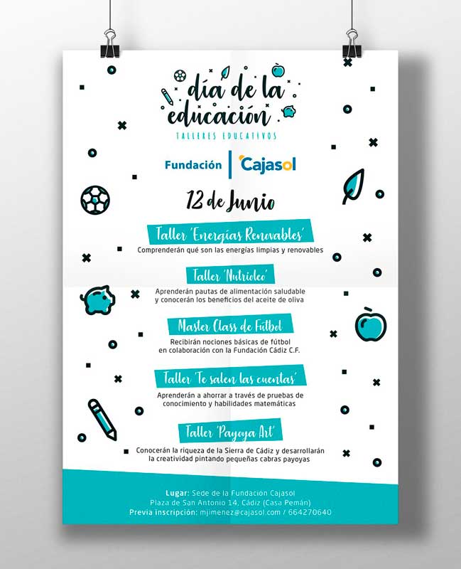 Cartel del Día de la Educación 2018 en la sede de la Fundación Cajasol en Cádiz
