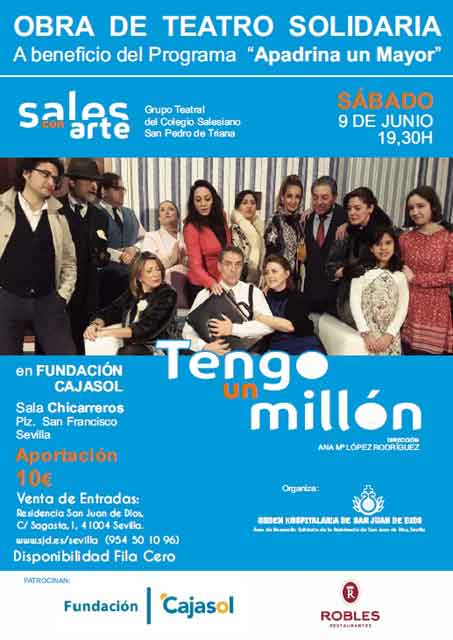 Cartel de la obra de teatro 'Tengo un millón' a beneficio de la Obra San Juan de Dios