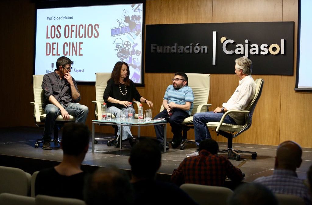 Mesa con los protagonistas del ciclo de oficios del cine dedicado al mapa sonoro desde la Fundación Cajasol