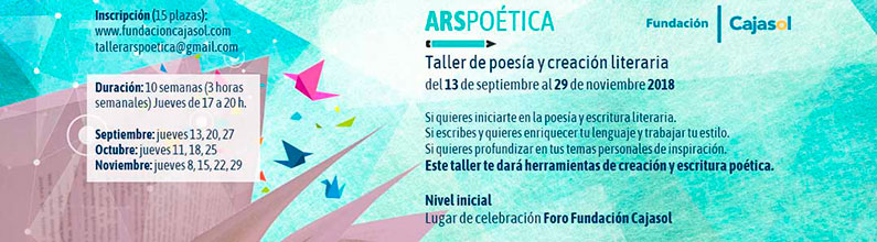 Banner del taller Ars Poética Nivel Inicial Otoño 2018 en la Fundación Cajasol en Sevilla