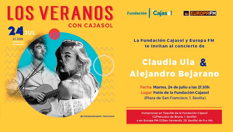 Cartel del concierto de Claudia Ula y Alejandro Bejarano en la Fundación Cajasol
