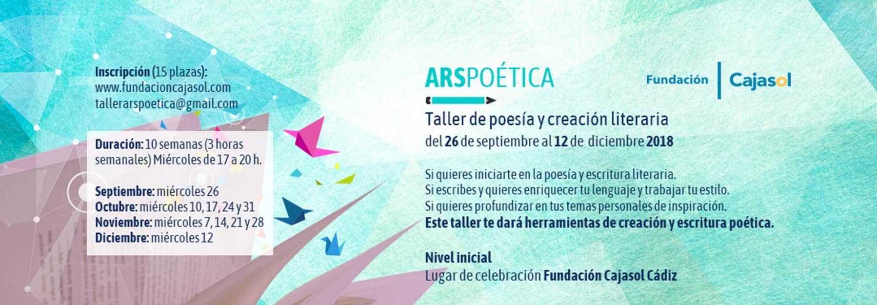 Cartel de taller Ars Poética para otoño 2018 en Cádiz