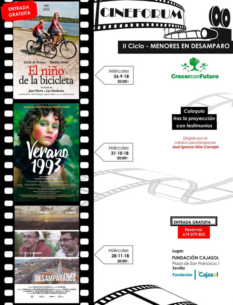 Cartel del cineforum de 'Crecer con Futuro', II ciclo 'Menores en desamparo'