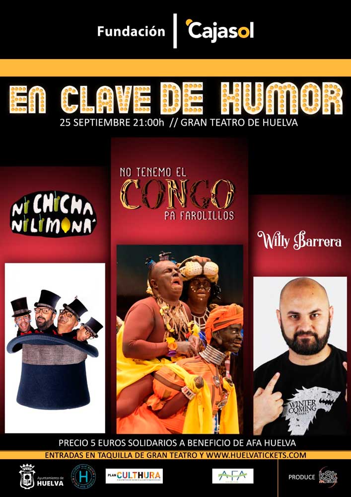 Cartel de la gala 'En clave de humor' a beneficio de AFA Huelva