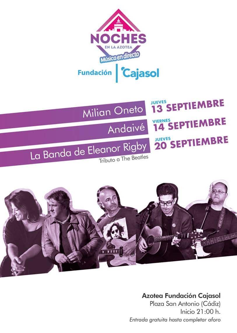Cartel de las actuaciones de Noches en la Azotea en Cádiz durante septiembre de 2018