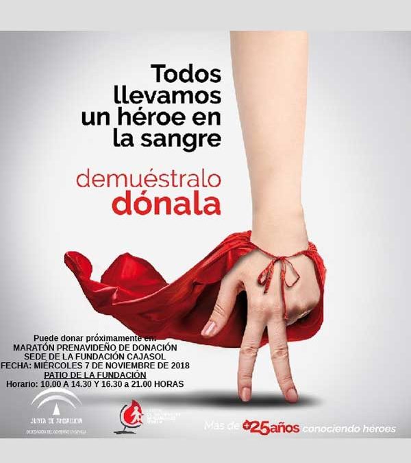 Cartel de la campaña de donación de sangre para noviembre 2018 en Sevilla