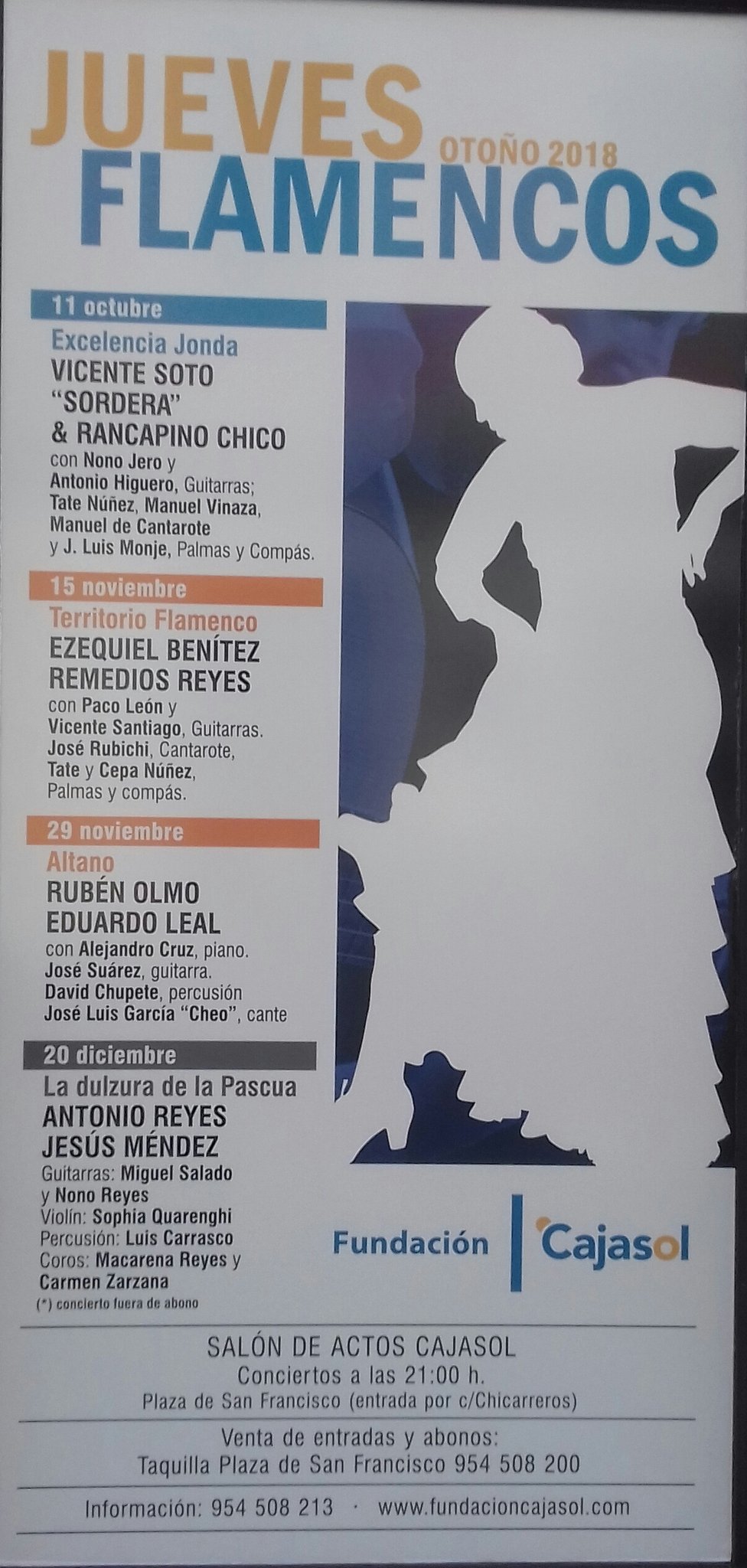 Cartel del ciclo de otoño 2018 de los Jueves Flamencos en Sevilla