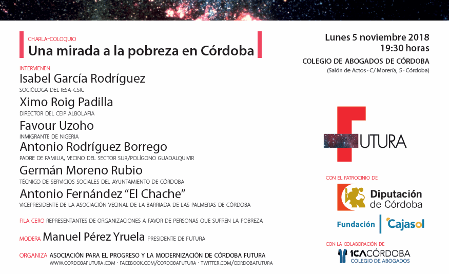 Invitación a la charla 'Una mirada a la pobreza en Córdoba'