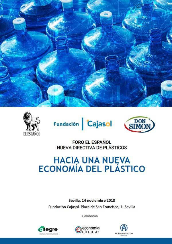 Cartel del Foro 'El Español' dedicado a la economía de plástico