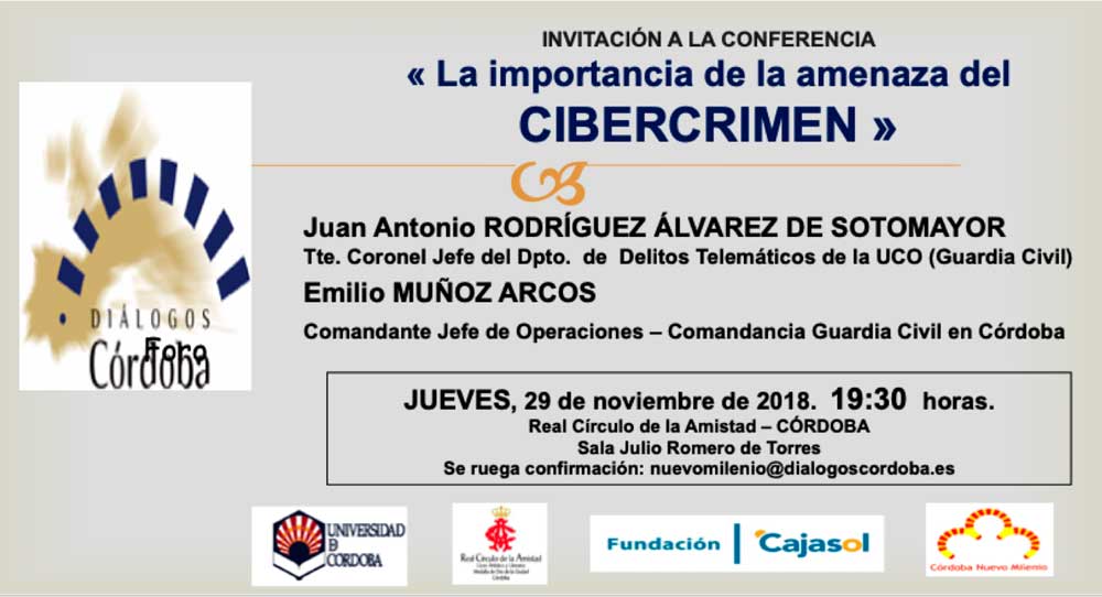 Invitación para la conferencia sobre Cibercrimen en Córdoba